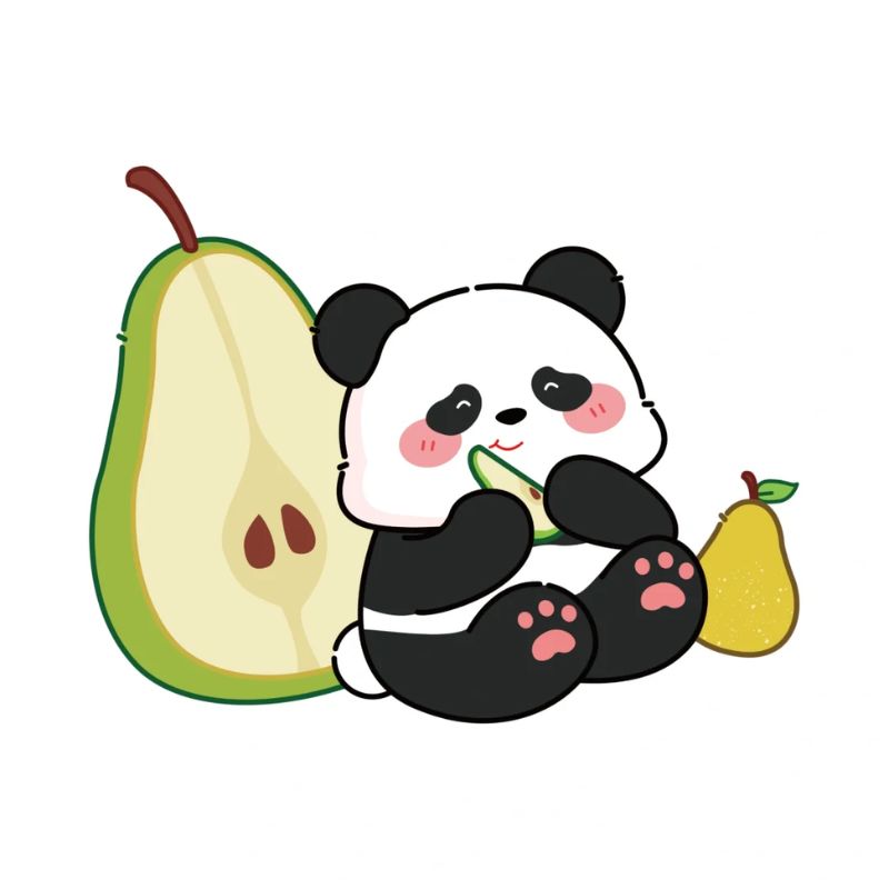 gấu trúc chibi ăn lê