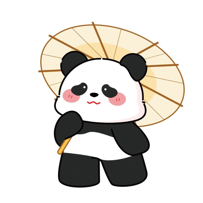 gấu trúc chibi che ô