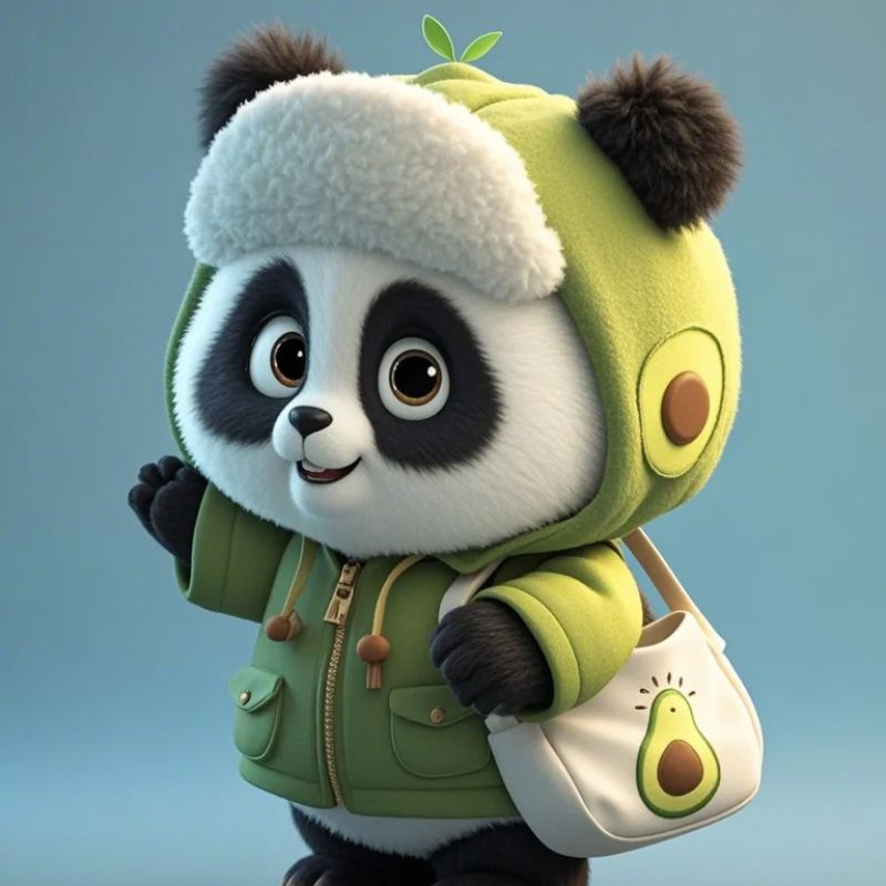 gấu trúc chibi đeo balo