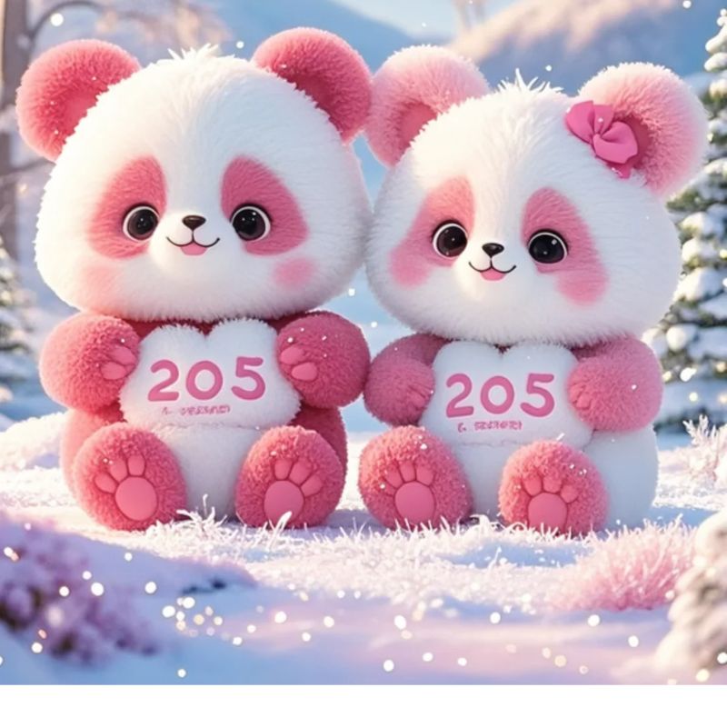 gấu trúc chibi màu hồng