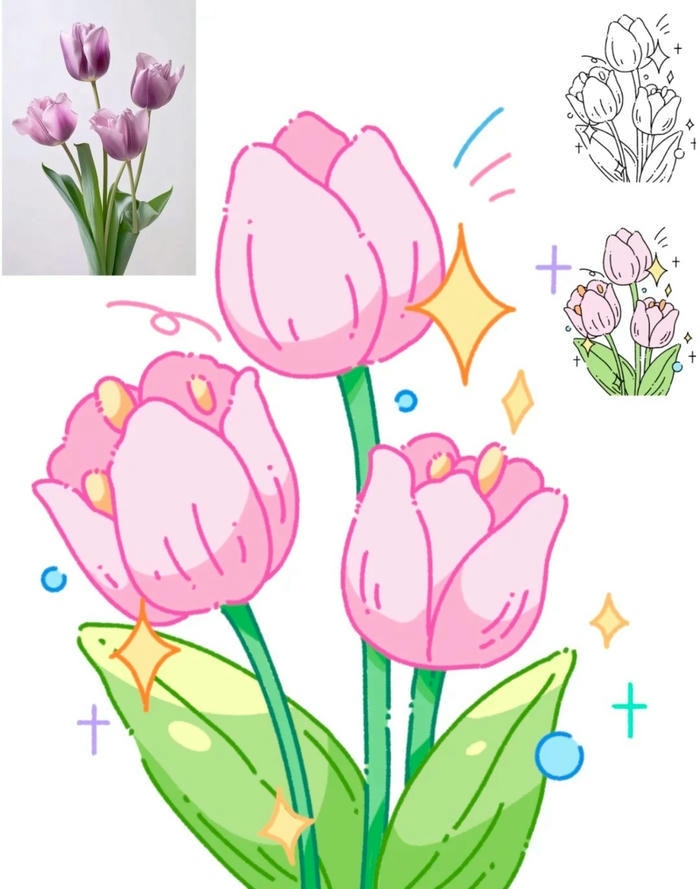 hinh anh hoa tulip chibi đep
