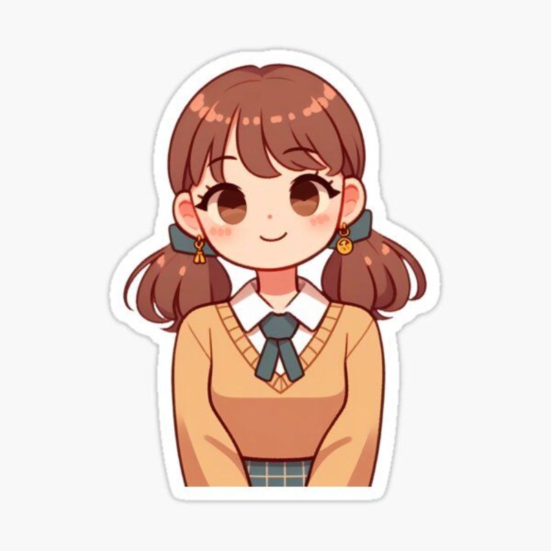 hình ảnh học sinh chibi cột tóc 2 bên