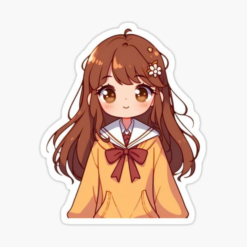 hình ảnh học sinh chibi tóc nâu