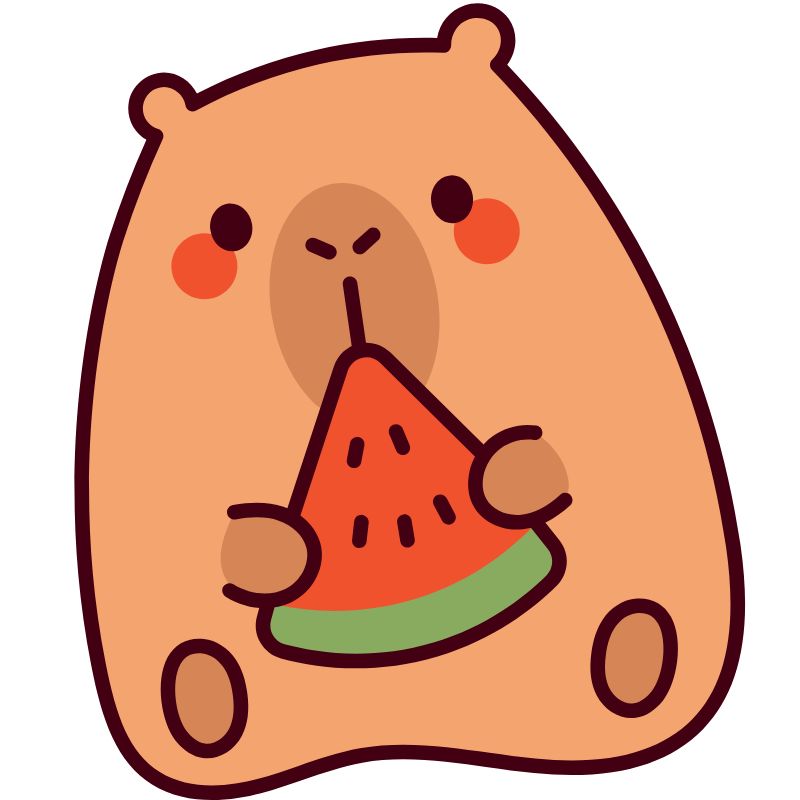 hình capybara chibi ăn dưa