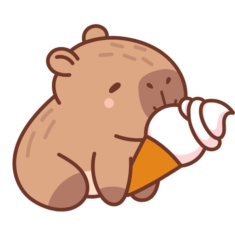 hình capybara chibi ăn kem