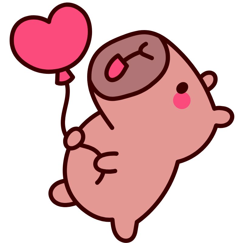 hình capybara chibi cầm bóng bay