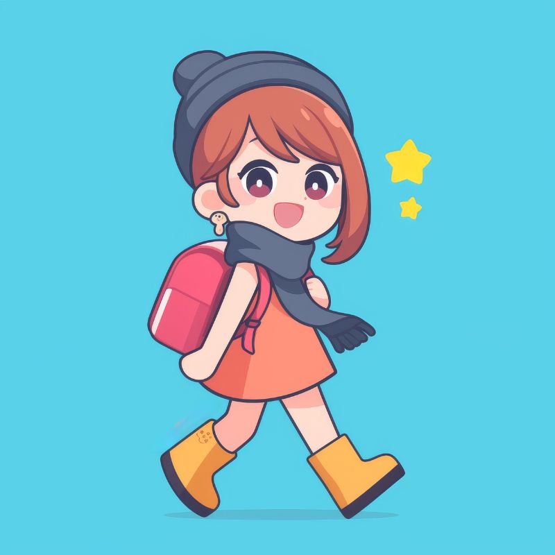 hình cute chibi học sinh đi học