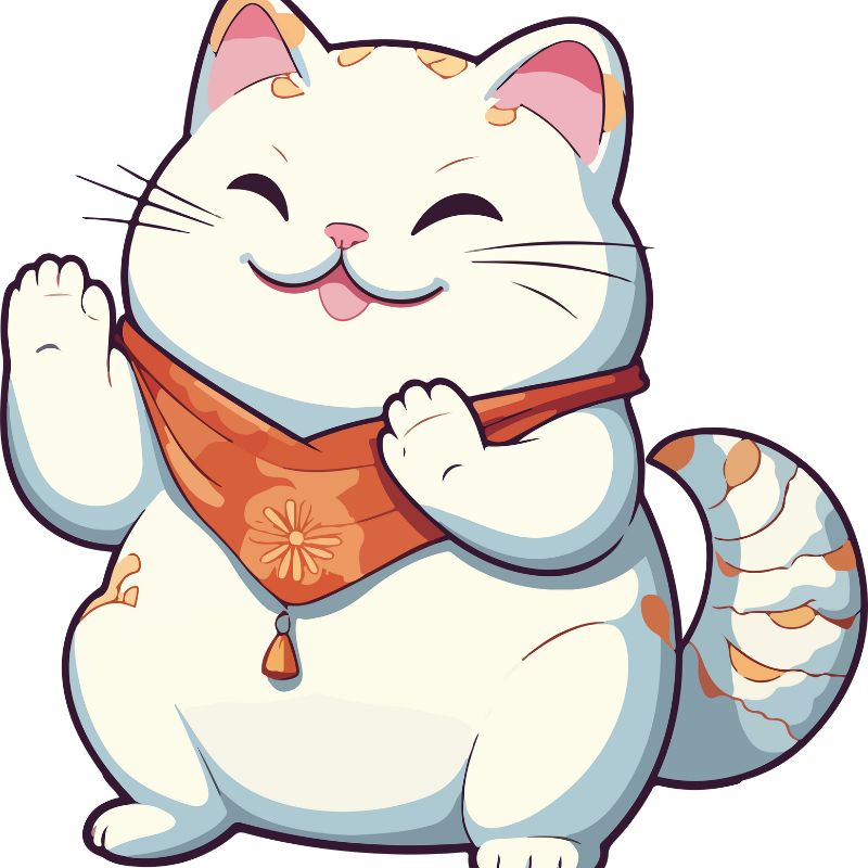 hình mèo thần tài chibi