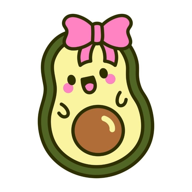 hình trái bơ chibi cute đeo nơ