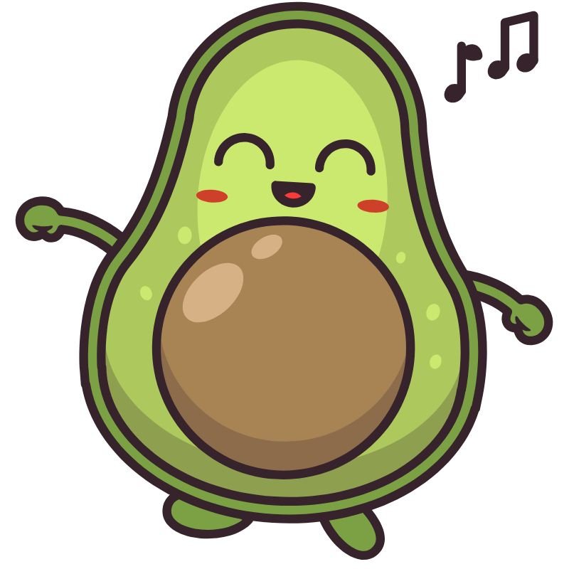 hình trái bơ chibi cute hát vang