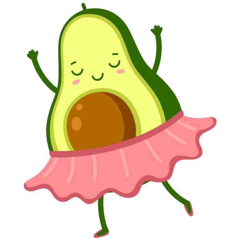 hình trái bơ chibi cute mặc váy
