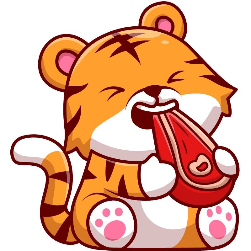 hổ chibi ăn thịt