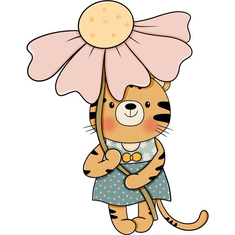 hổ chibi cầm hoa