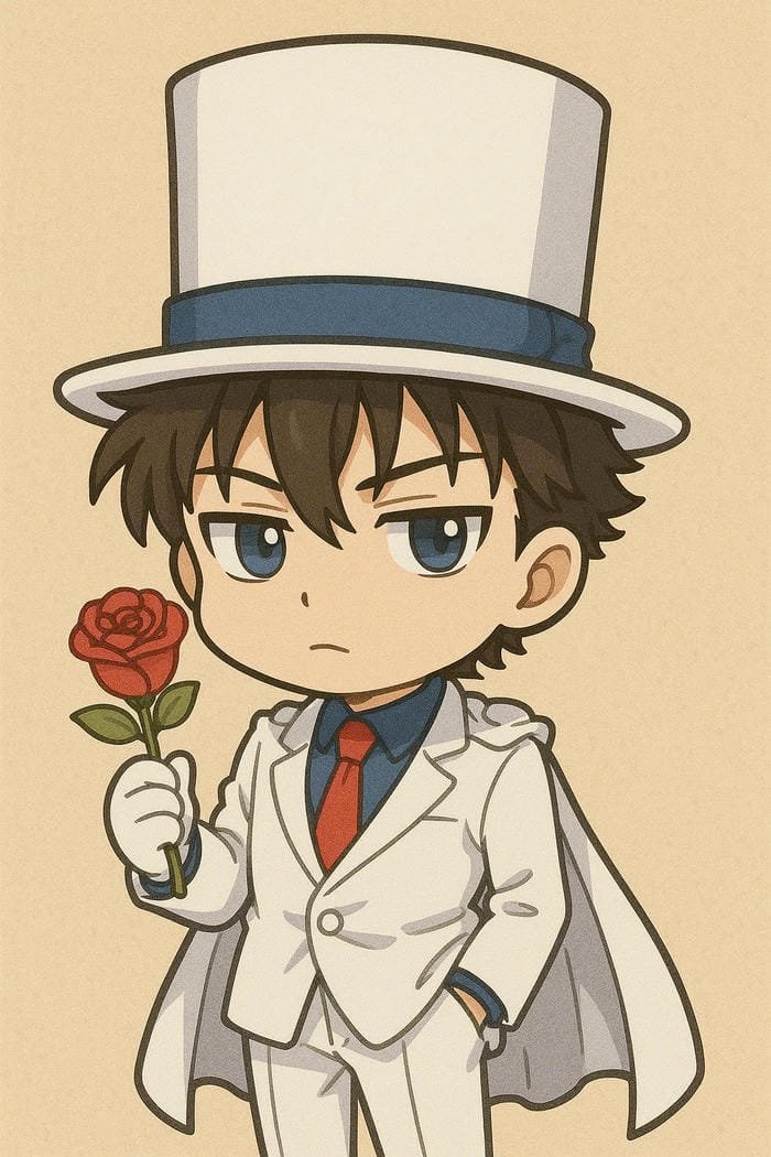 kaito kid chibi cầm hoa