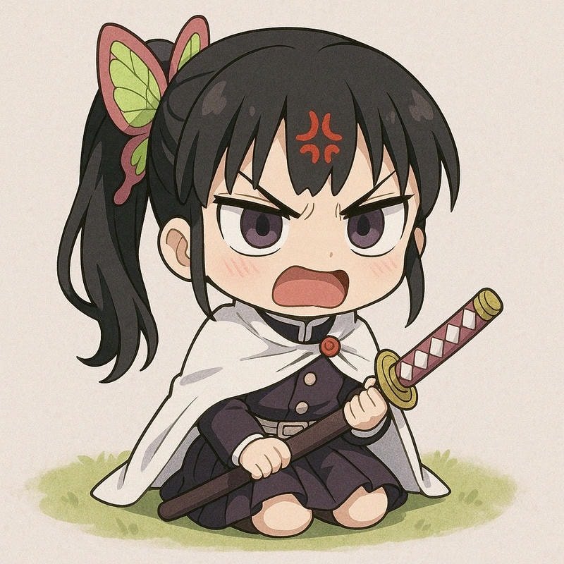 kanao chibi cầm kiếm tức giận