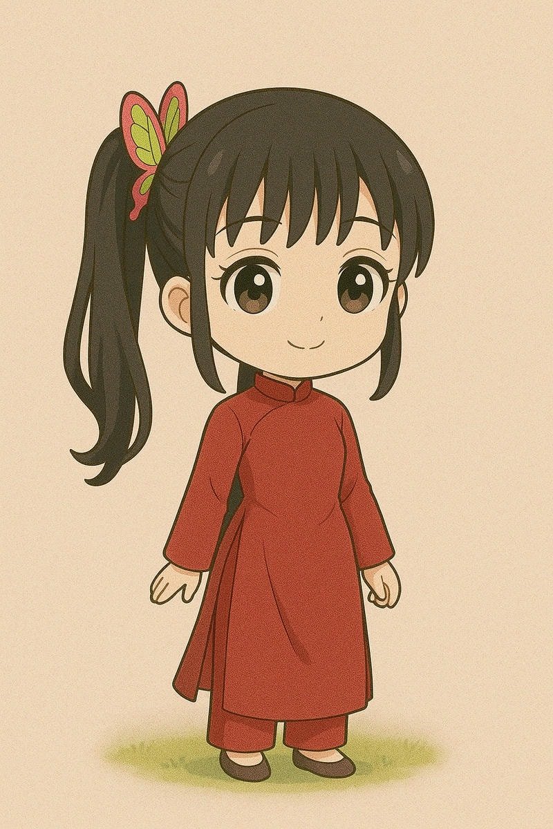 kanao chibi mặc áo dài
