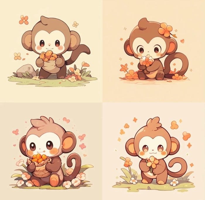 khỉ chibi cực cute