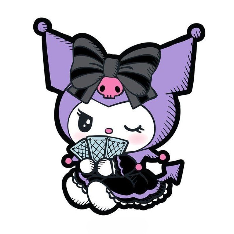 kuromi anime chibi cầm bài