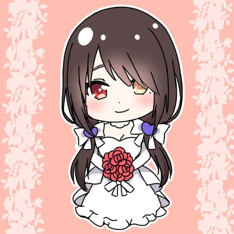 kurumi chibi cầm hoa