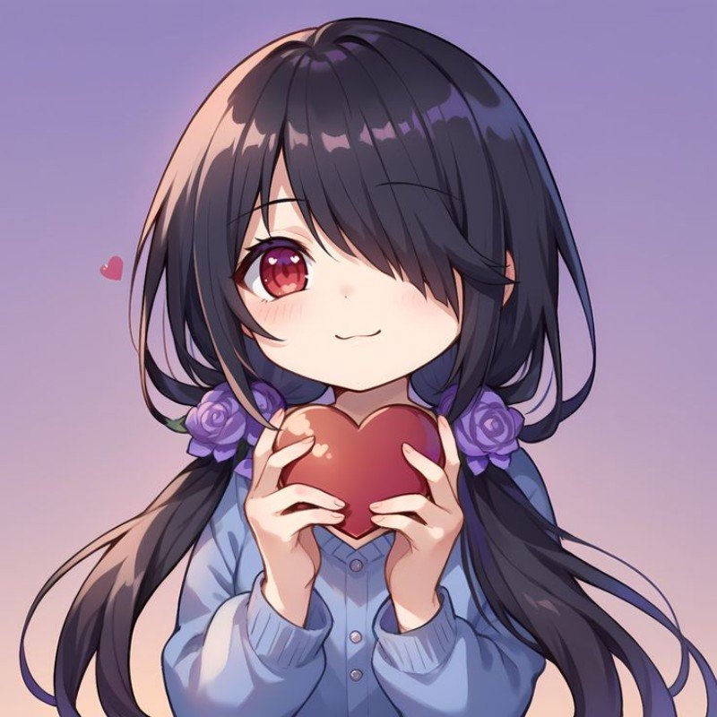 kurumi chibi cầm trái tim