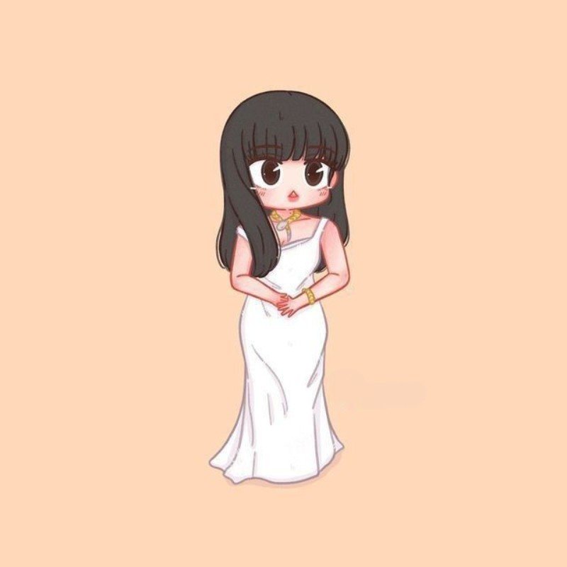 lisa chibi váy trắng