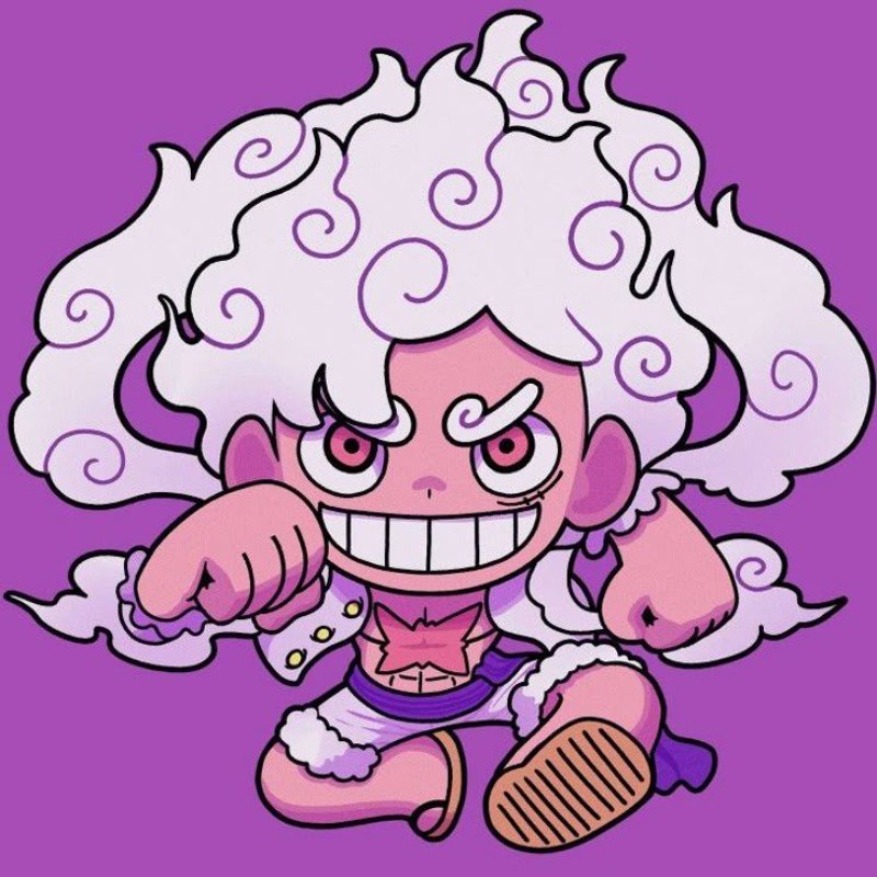 luffy gear 5 chibi cười nhe răng