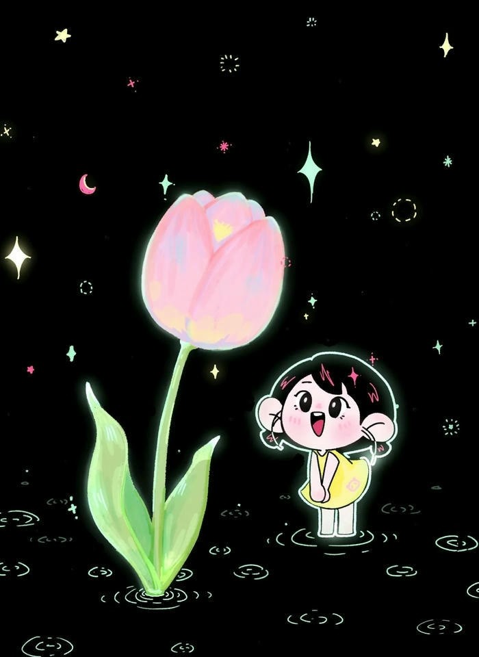 mẫu hoa tulip chibi cute