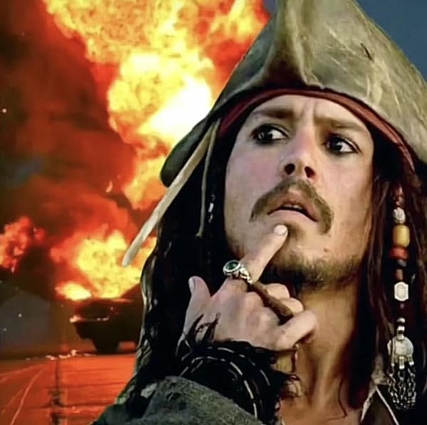 meme jack sparrow cháy nhà