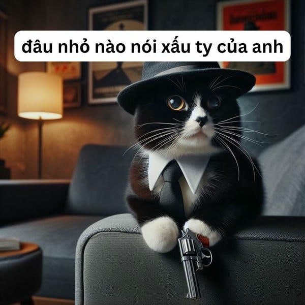 meme mèo cầm súng cực hài