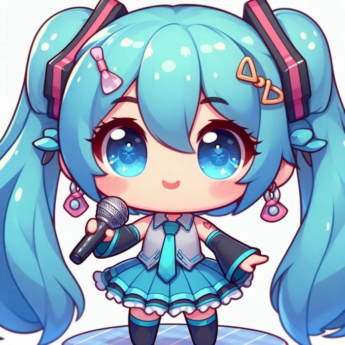 miku chibi cầm mic