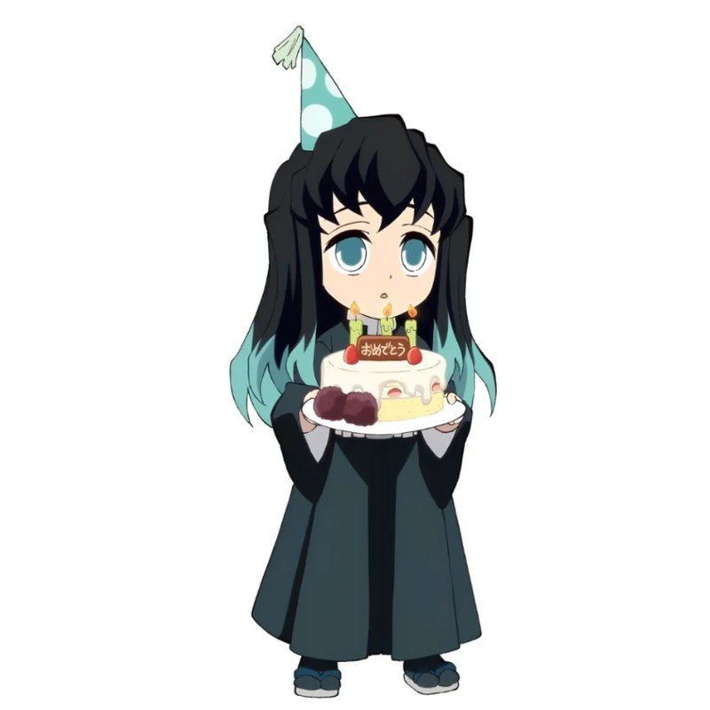 muichiro chibi cầm bánh sinh nhất