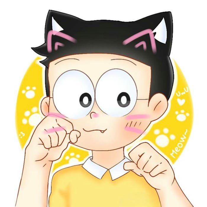 nobita cute chibi tai mèo