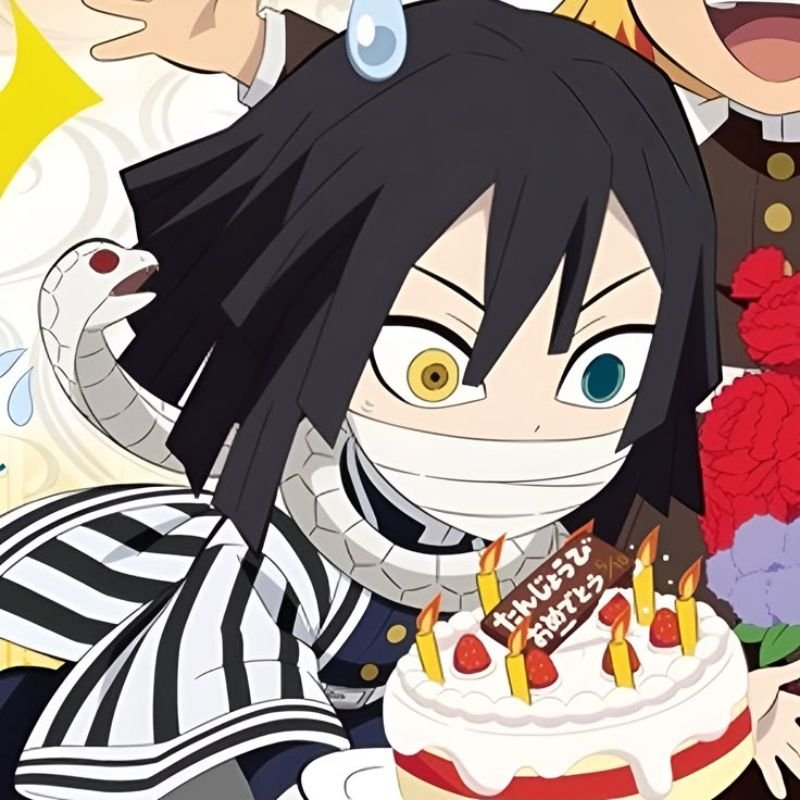 obanai chibi cầm bánh gato