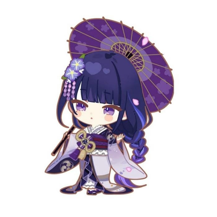 raiden shogun chibi cầm ô