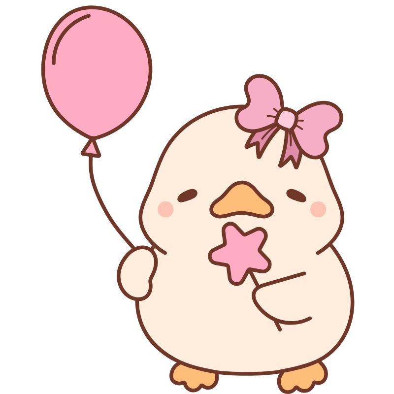 vịt cute chibi cầm bóng bay
