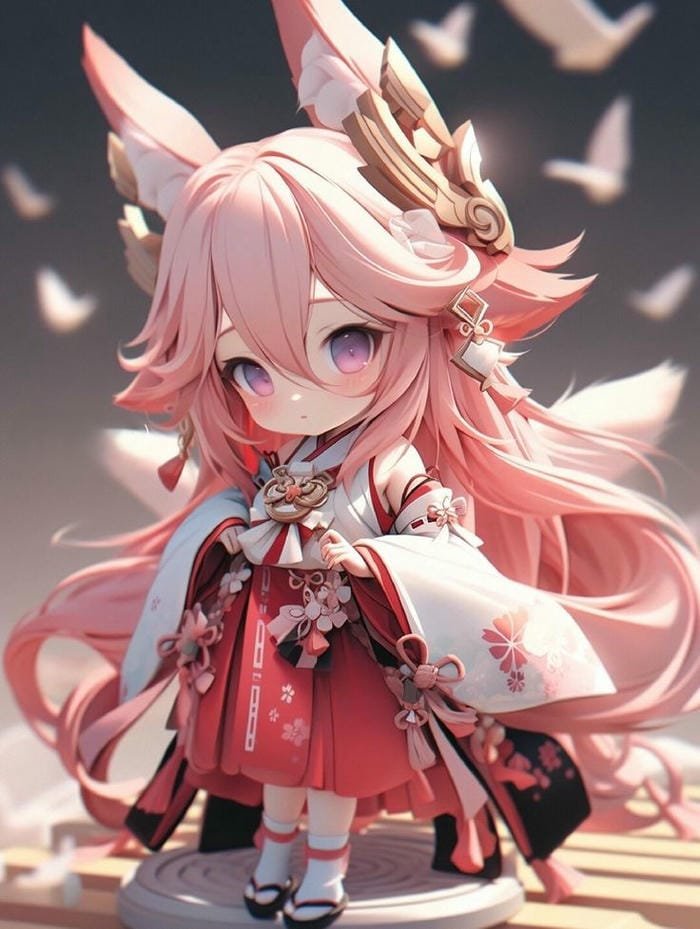 yae miko chibi 4k đẹp
