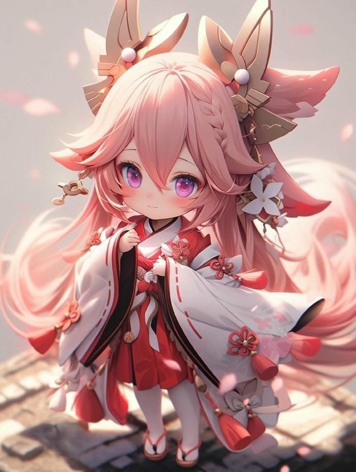 yae miko chibi 4k siêu đẹp