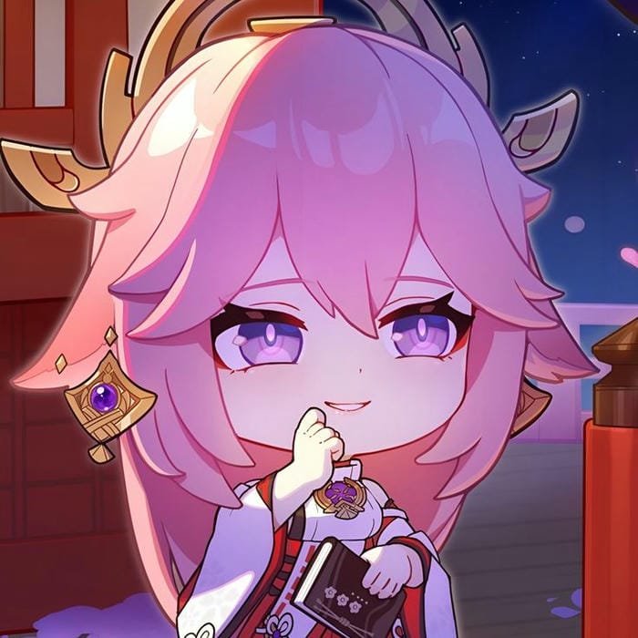 yae miko chibi cầm sách