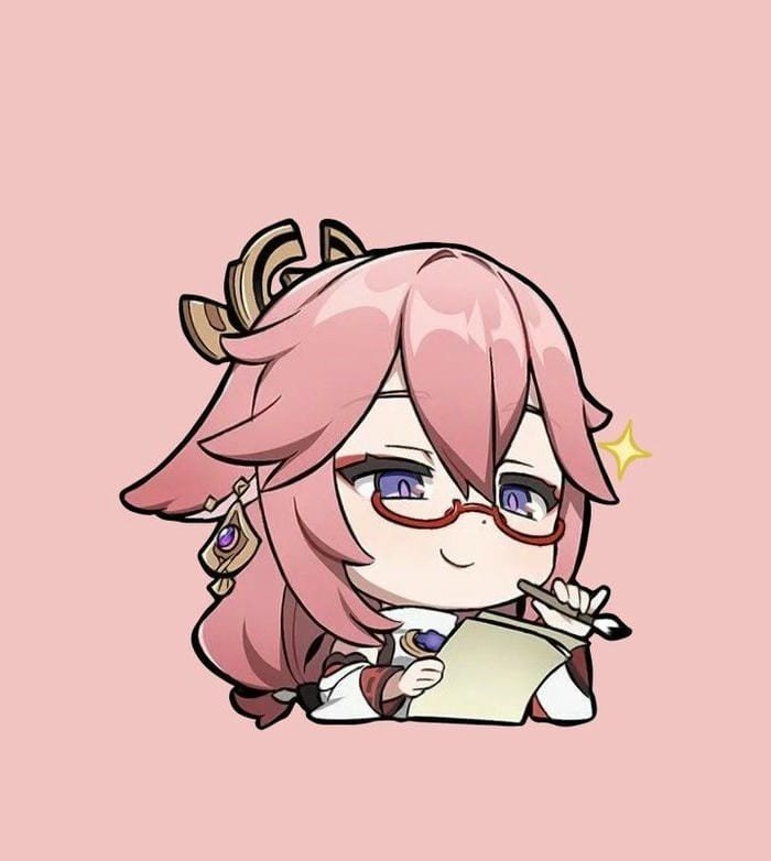 yae miko chibi đeo kính