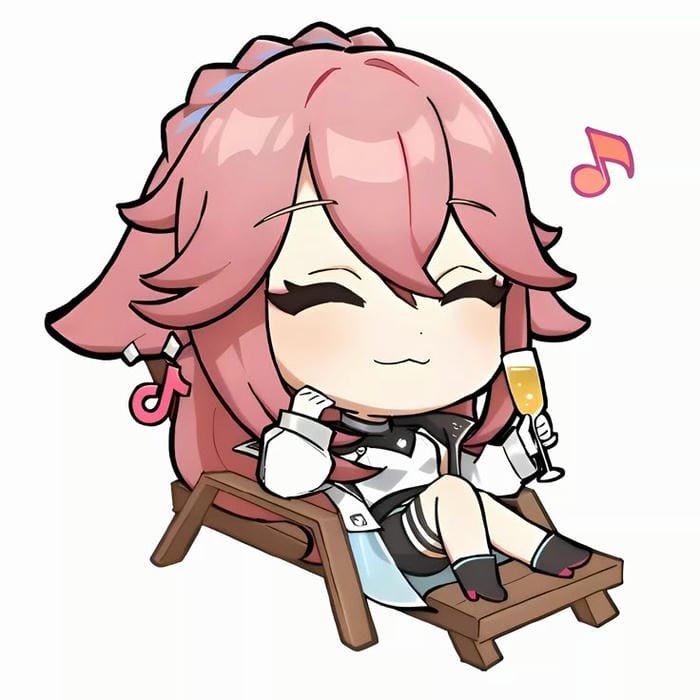yae miko chibi vui vẻ